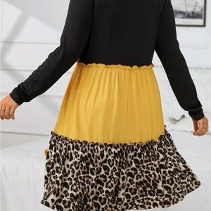Plus Colorblock & Leopard Print Ruffle Hem Dress size 20 nwt
